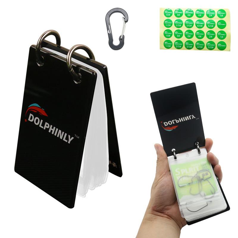 Fishing Hook Box - กระเป๋าเก็บเบ็ดตกปลาแบบพกพา ที่จัดระเบียบอุปกรณ์ตกปลาแบบสมุด พร้อมคาราบิเนอร์และป้ายชื่อ